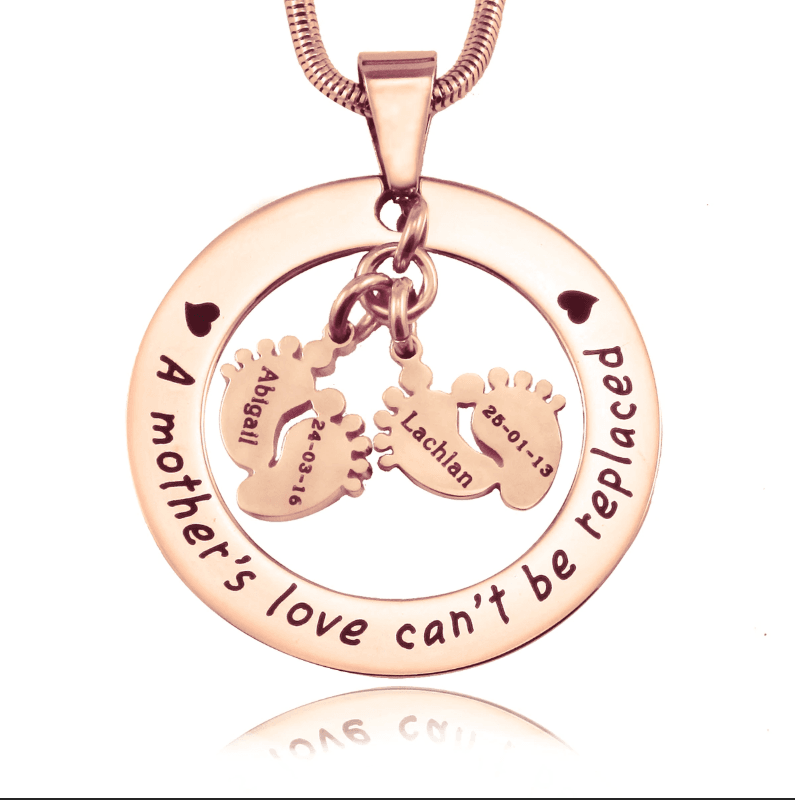 Cant Be Replaced Necklace - Double Feet - Mothers Jewellery by Belle Fever