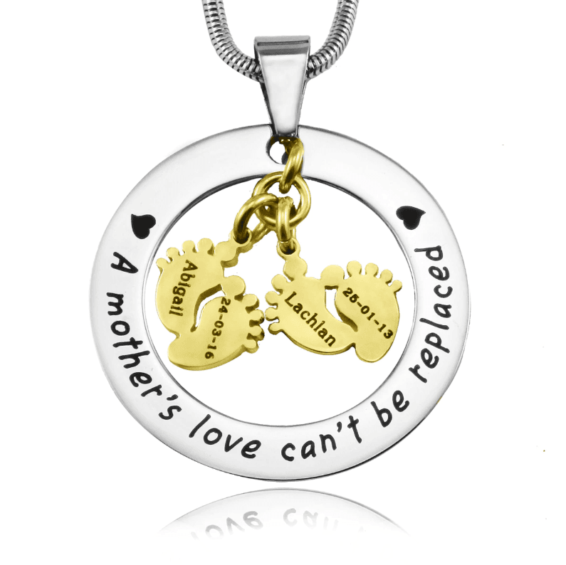 Cant Be Replaced Necklace - Double Feet - Mothers Jewellery by Belle Fever