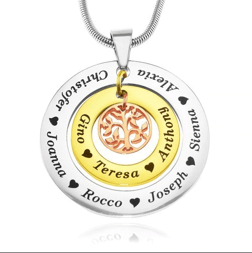 Circles of Loved Ones Tree Personalised Necklace - Family Tree Necklaces by Belle Fever