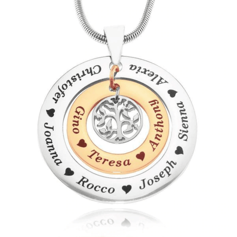 Circles of Loved Ones Tree Personalised Necklace - Family Tree Necklaces by Belle Fever