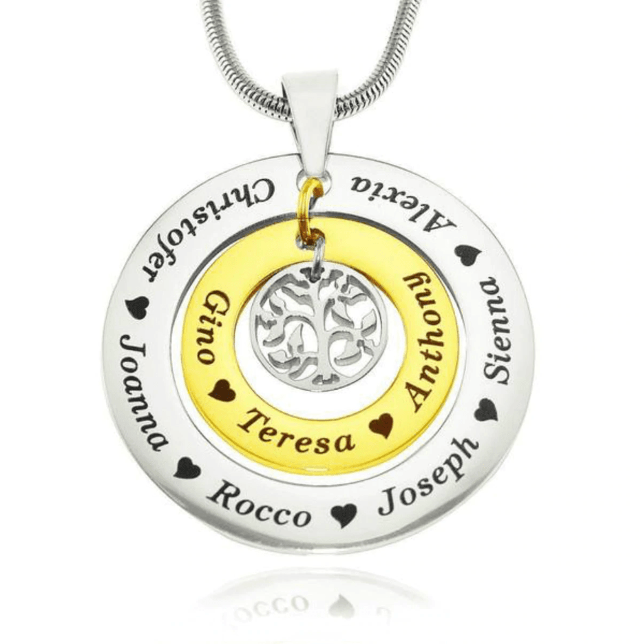 Circles of Loved Ones Tree Personalised Necklace - Family Tree Necklaces by Belle Fever