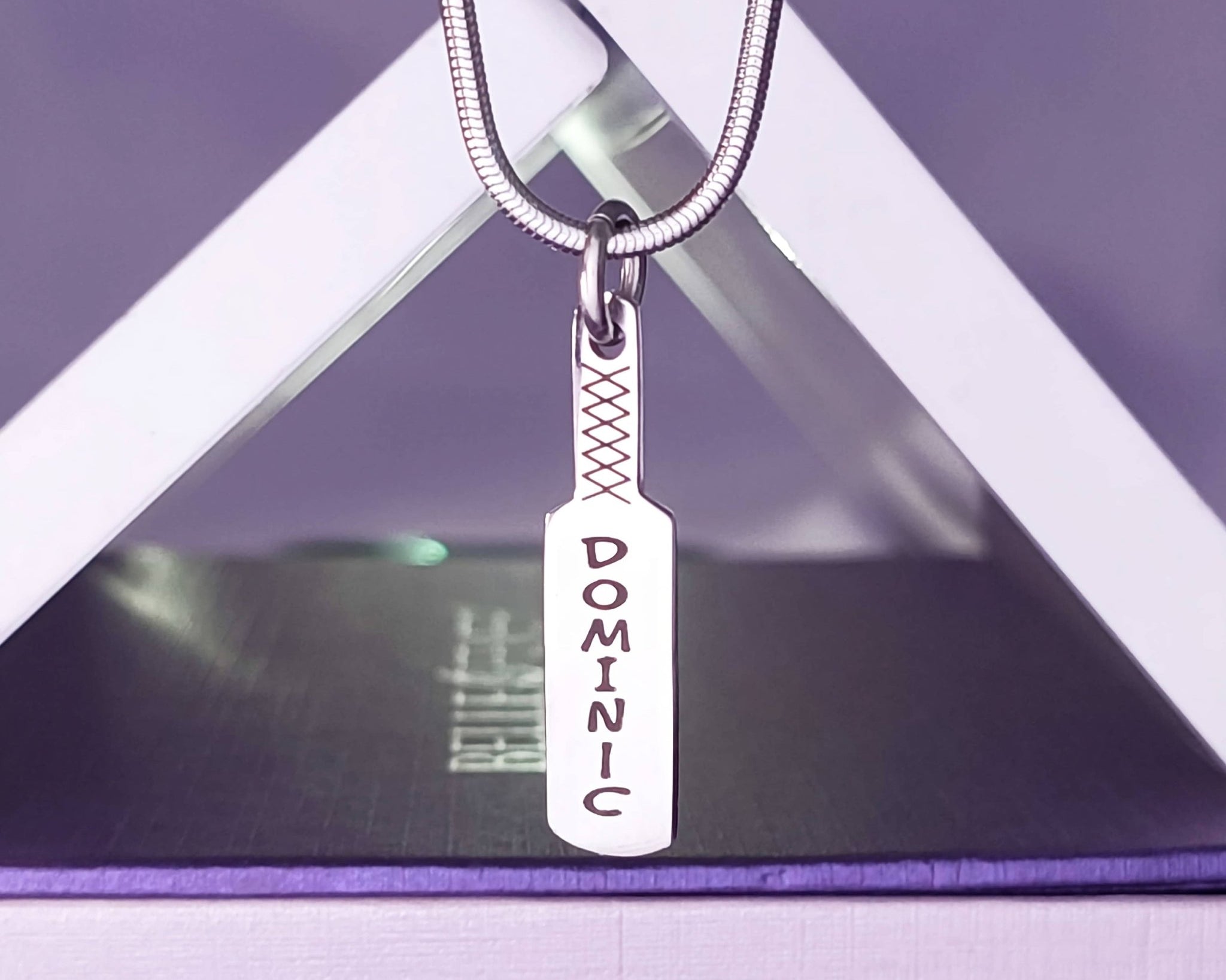 Cricket Bat Name Necklace - Name Necklaces by Belle Fever