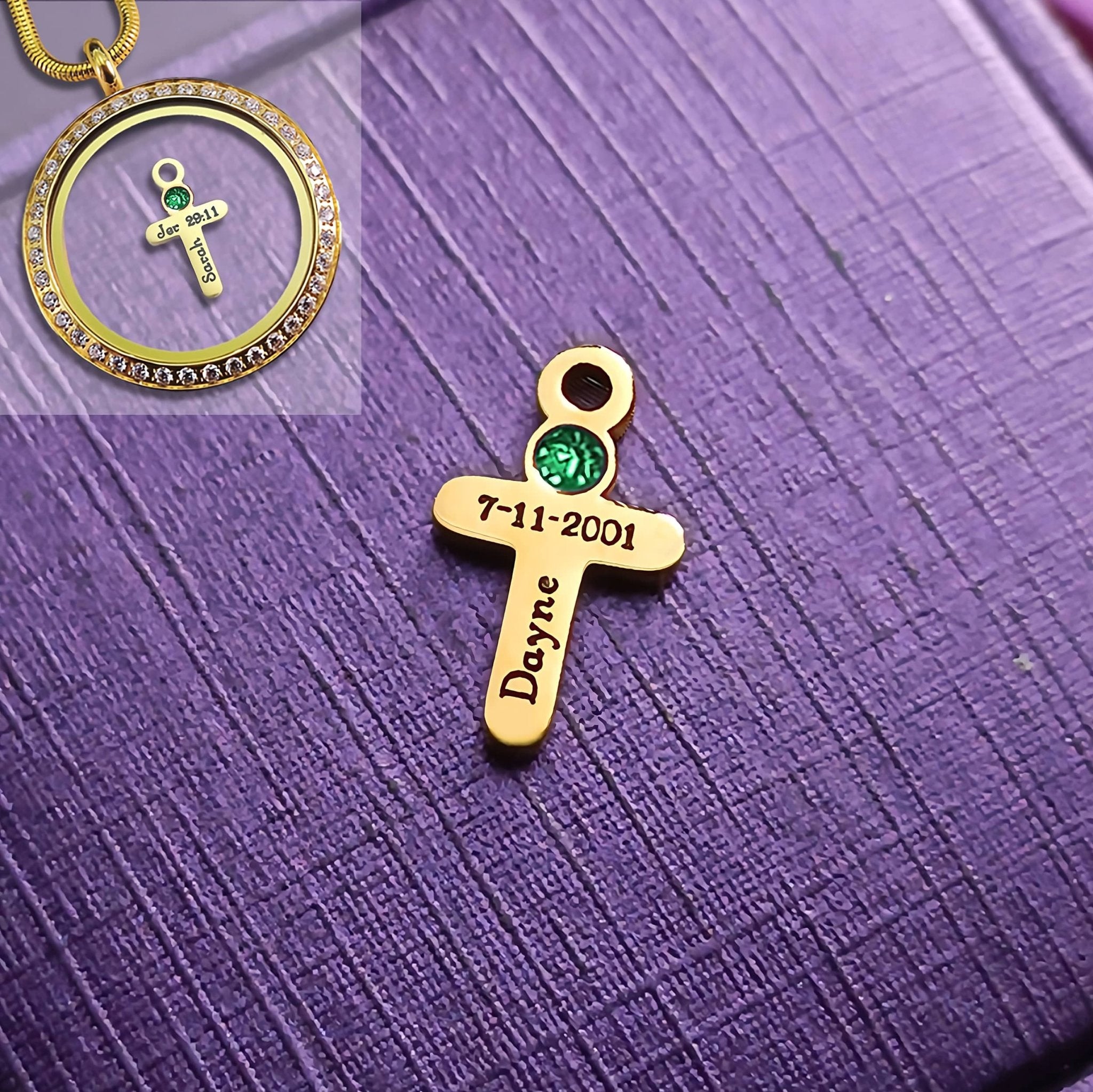 Cross Charm Birthstone for Dream Locket - Floating Dream Lockets by Belle Fever