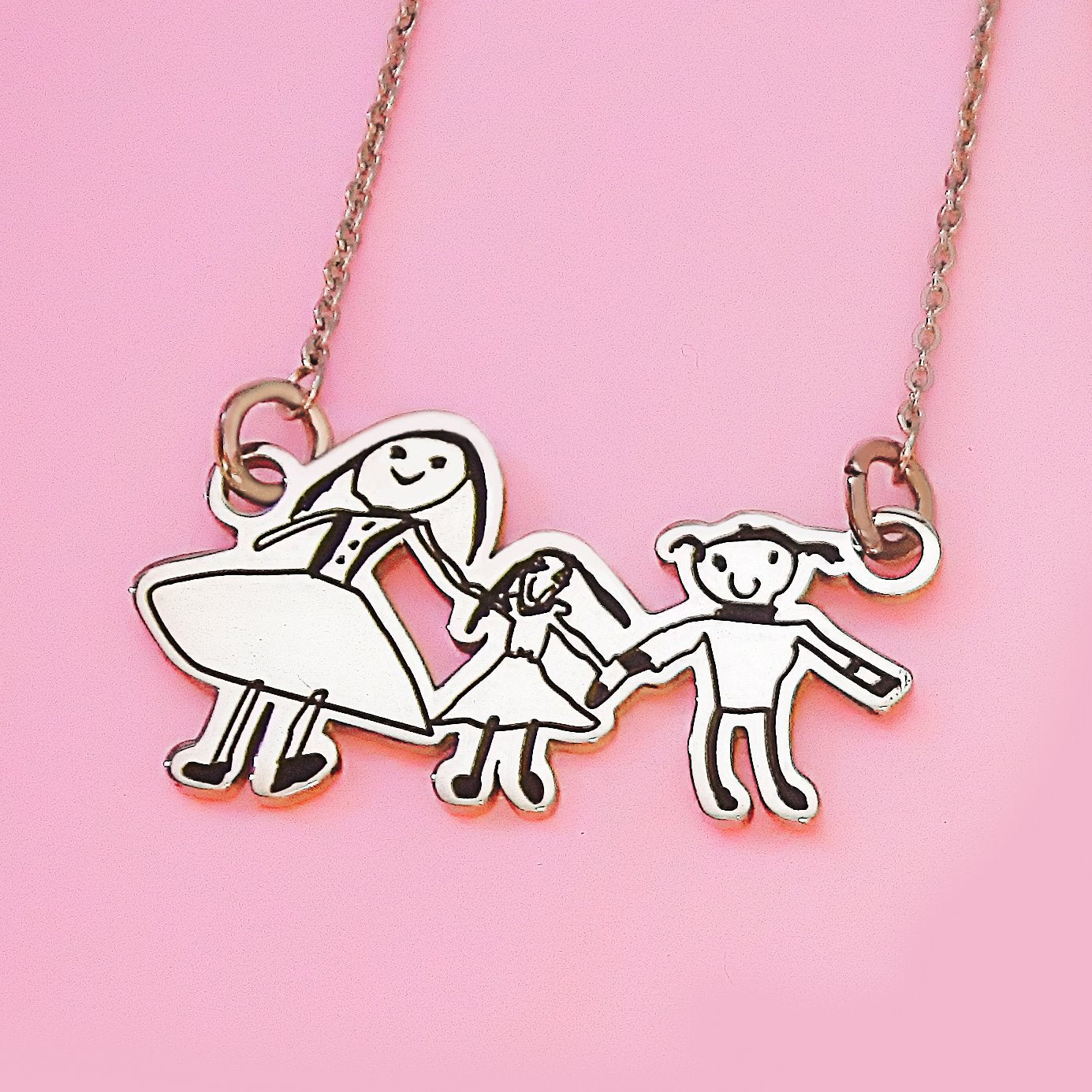 Custom CUT Kids Drawing Necklace - Kids Drawing Jewellery by Belle Fever