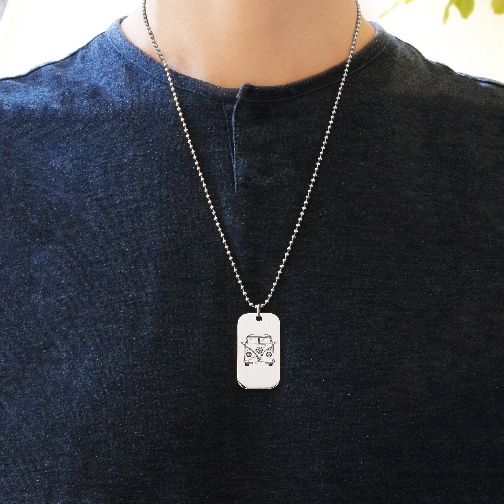 Custom Kids Drawing Dog Tag Necklace - Kids Drawing Jewellery by Belle Fever