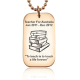 Dog Tag Necklace Teacher TEXT with SYMBOL - Mens Jewellery by Belle Fever