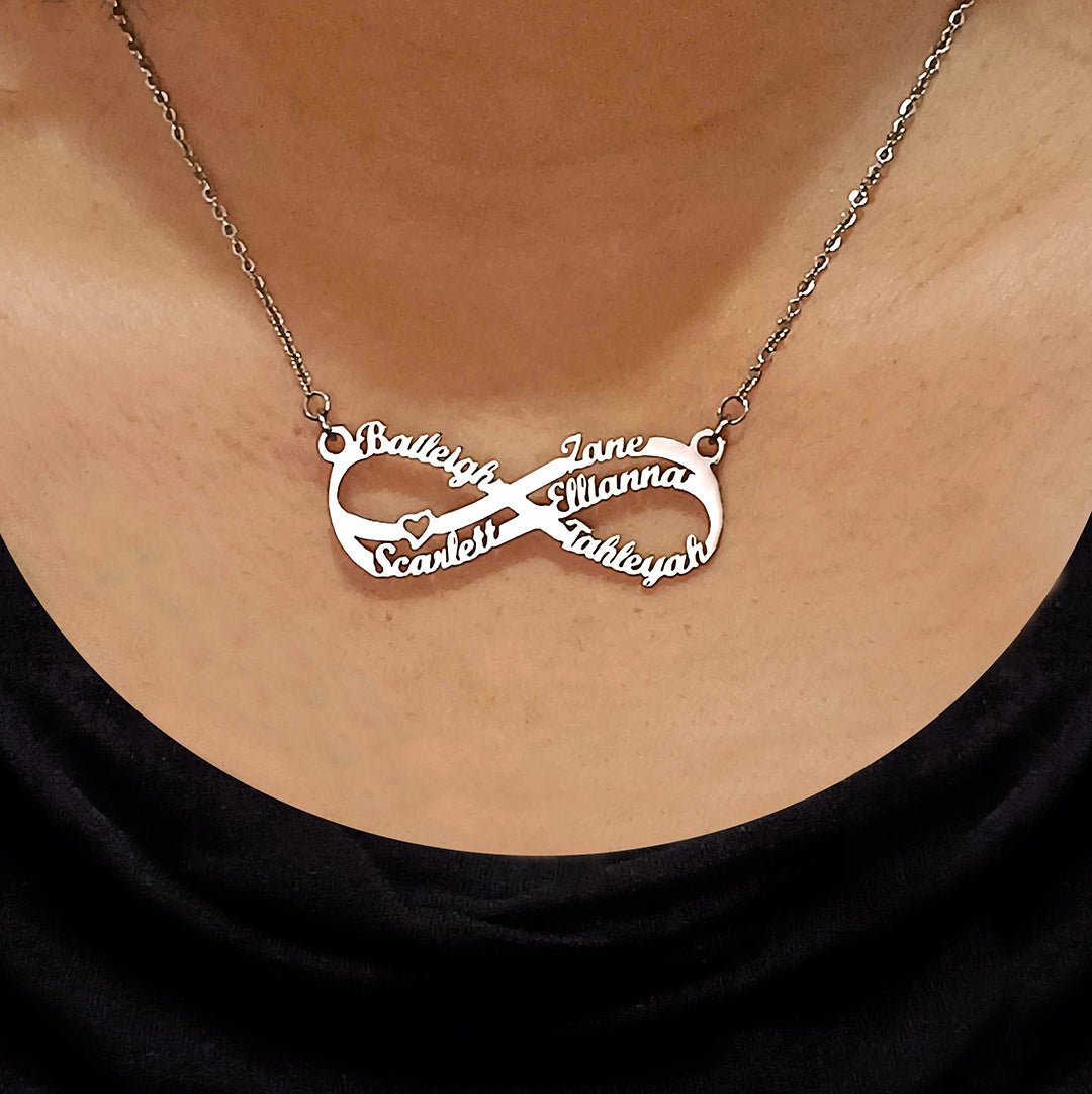 Double Infinity Name Necklace - Name Necklaces by Belle Fever