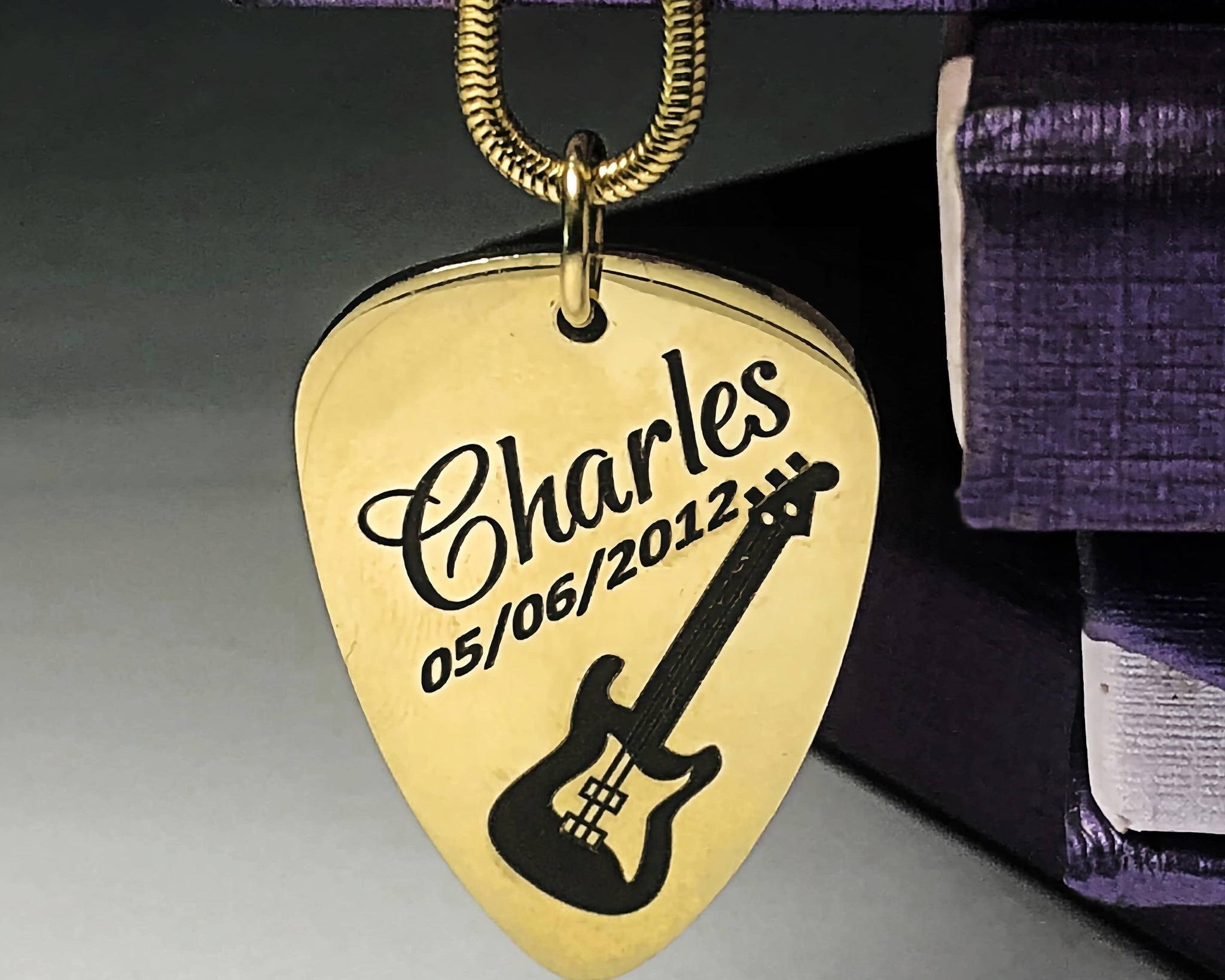 Guitar Pick Name Necklace - Name Necklaces by Belle Fever