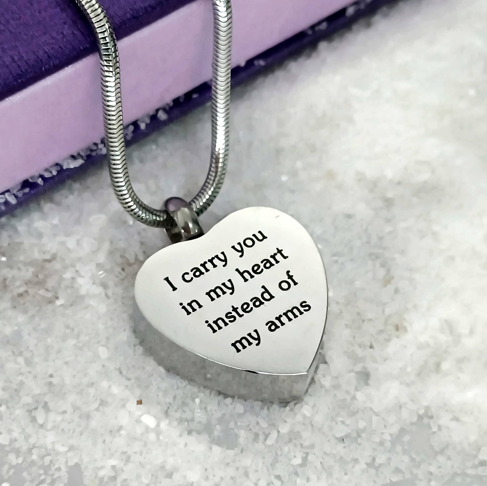 Heart Personalised Cremation Necklace - Memorial & Cremation Jewellery by Belle Fever