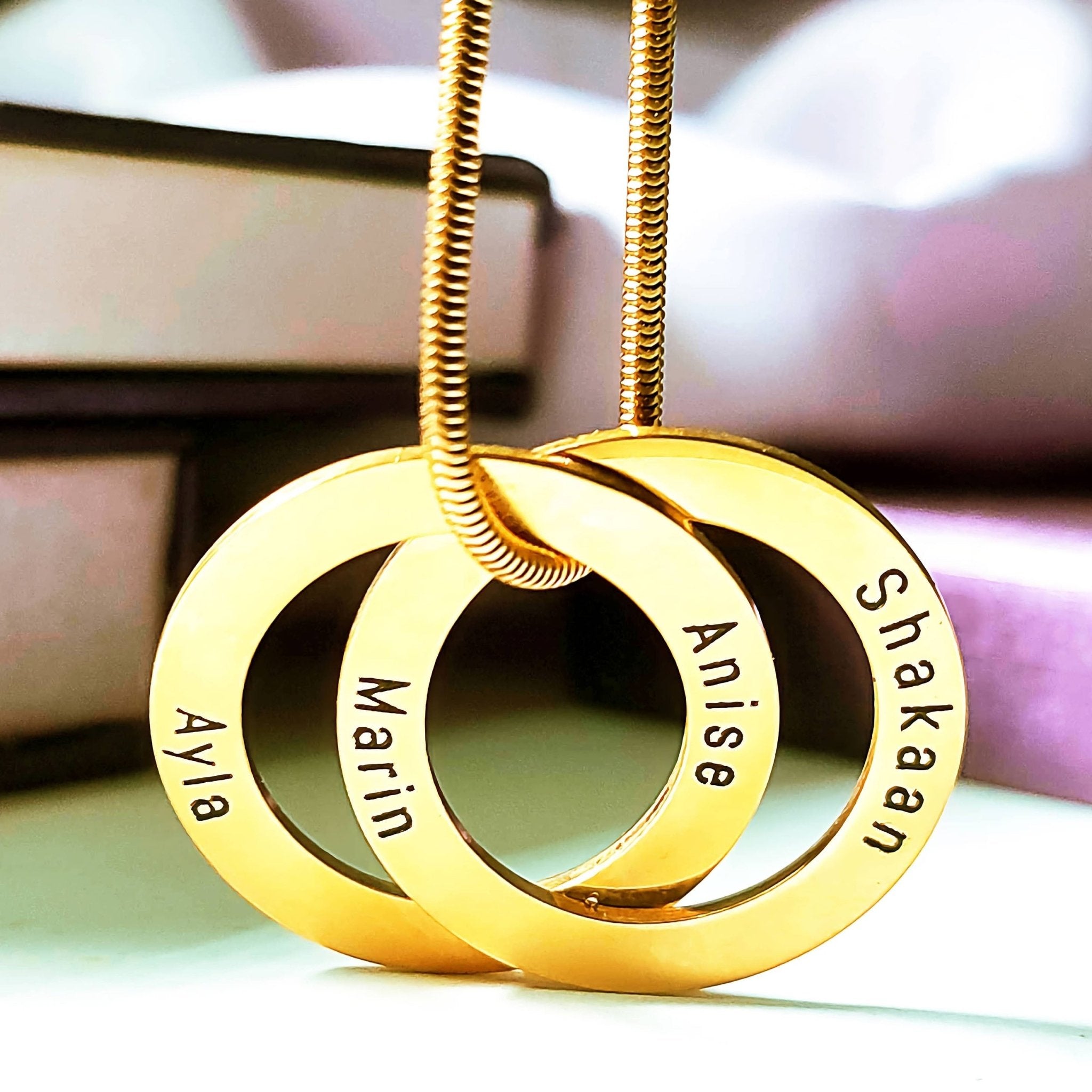 Interlinked Love 2 Rings Necklace - Mothers Jewellery by Belle Fever