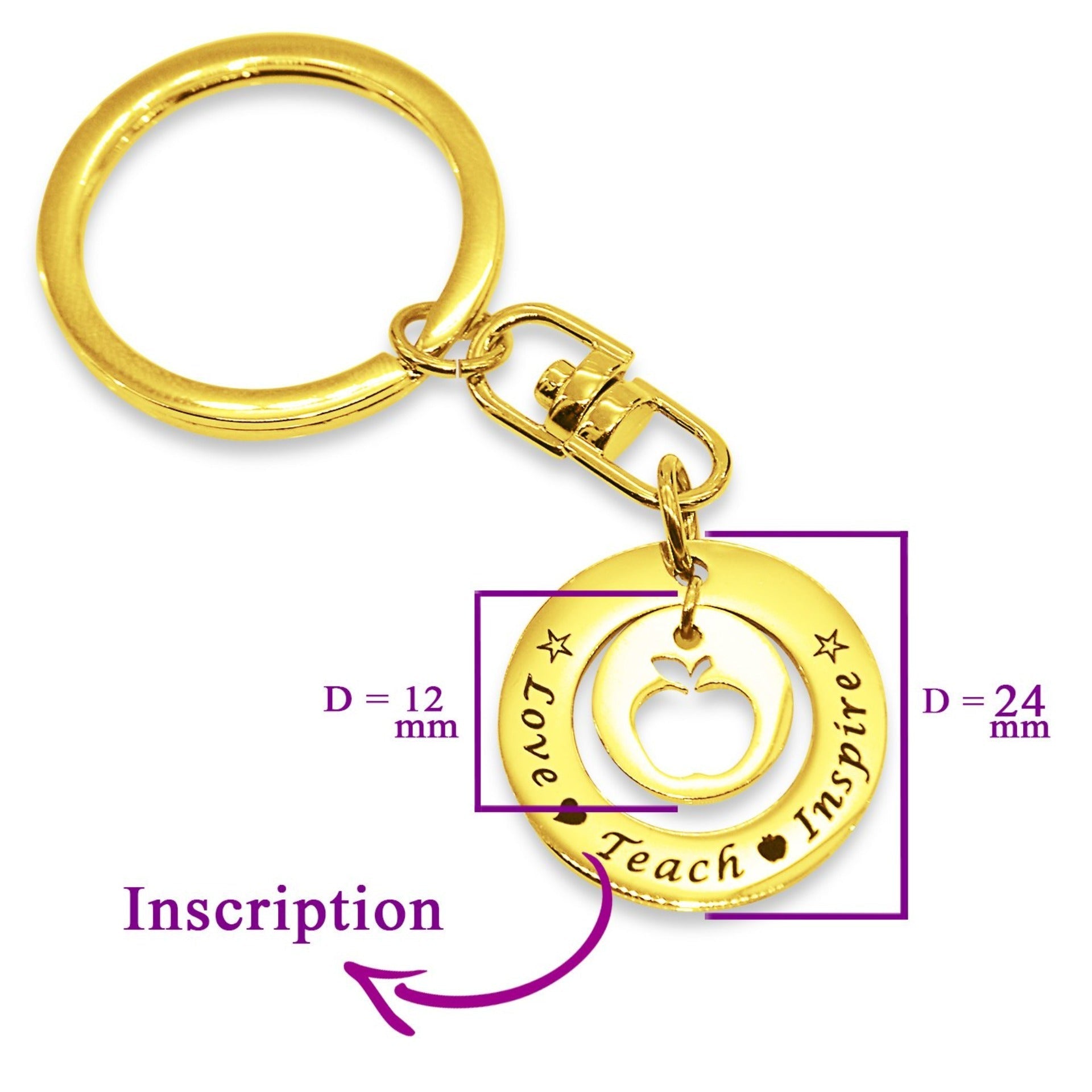 Love Teach Inspire Teacher Keyring - Keyrings by Belle Fever