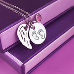 Memorial Angel Footprint Necklace with Birthstone Charm - ARTI by Belle Fever