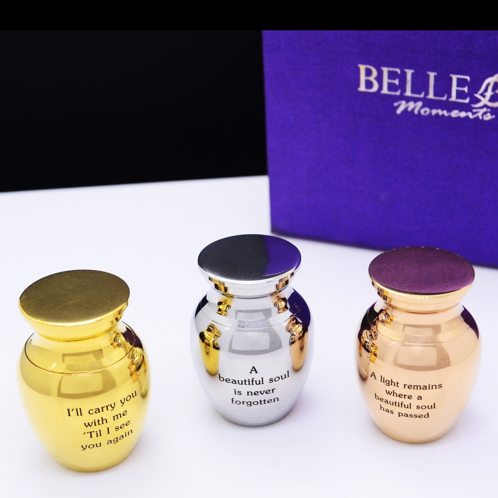 MINI Personalised Keepsake Urn in Luxury Gift Box - Memorial & Cremation Jewellery by Belle Fever