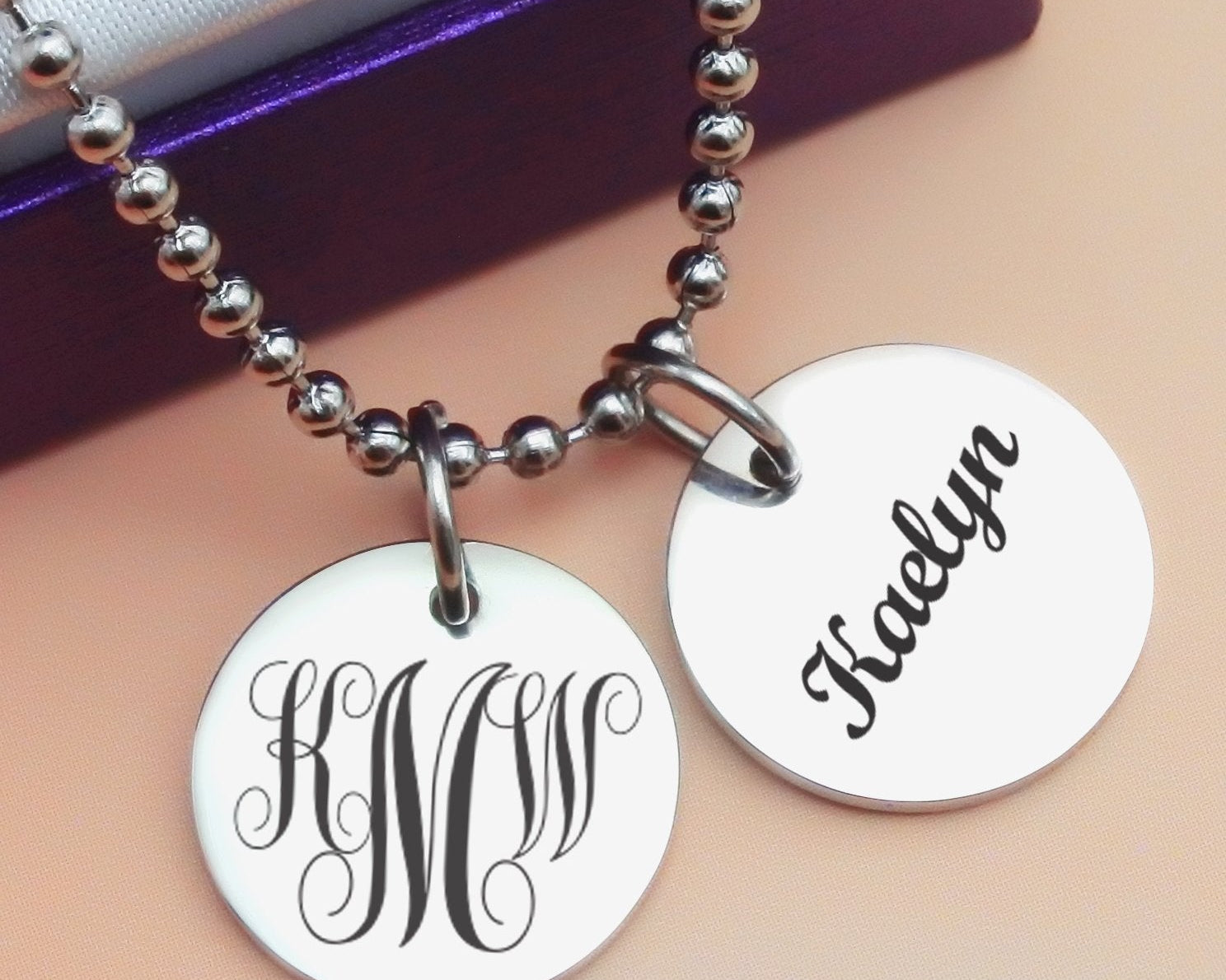 Monogram Initial Disc Necklace - Mothers Jewellery by Belle Fever