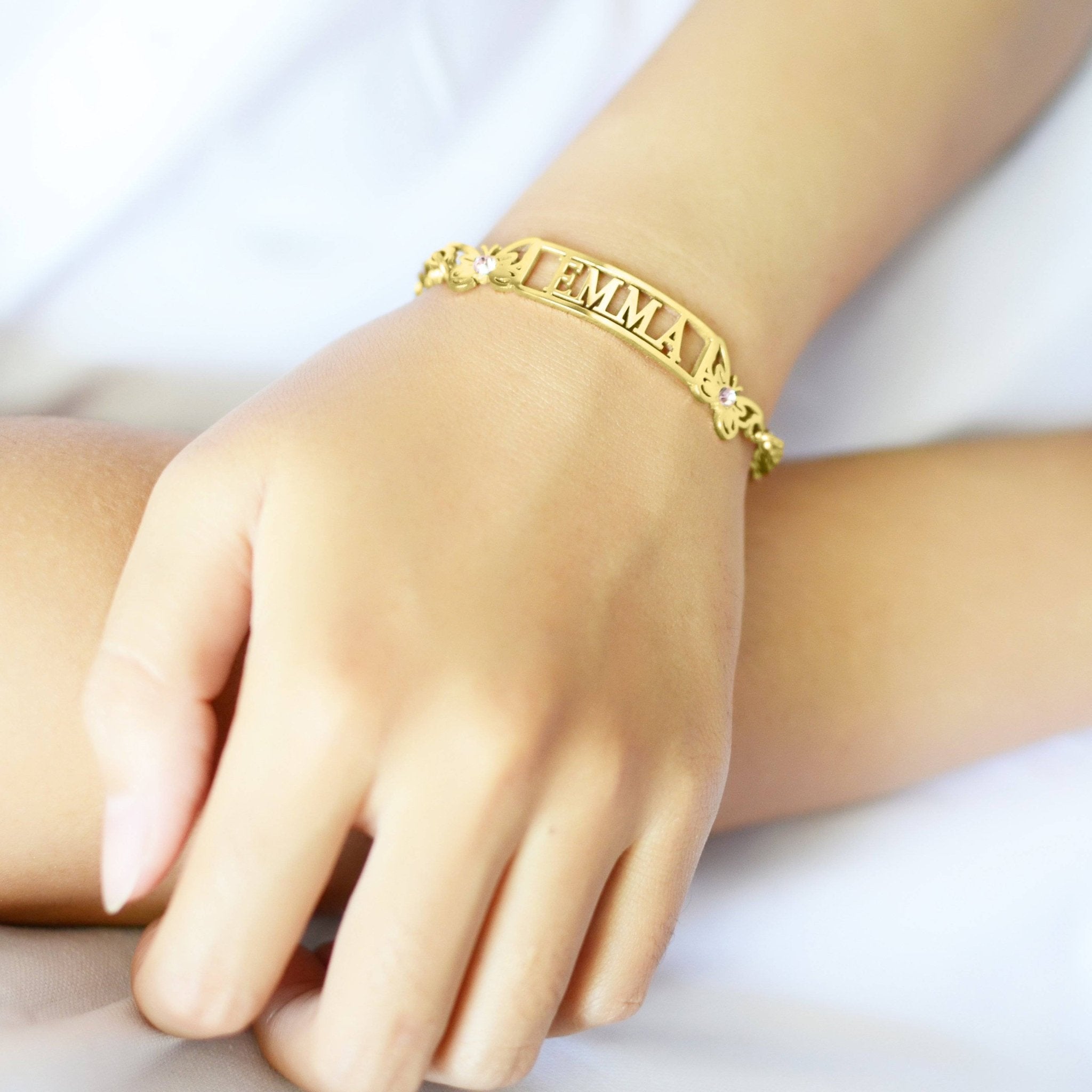 Name Bracelet (Birthstones Optional) - Bangles & Bracelets by Belle Fever