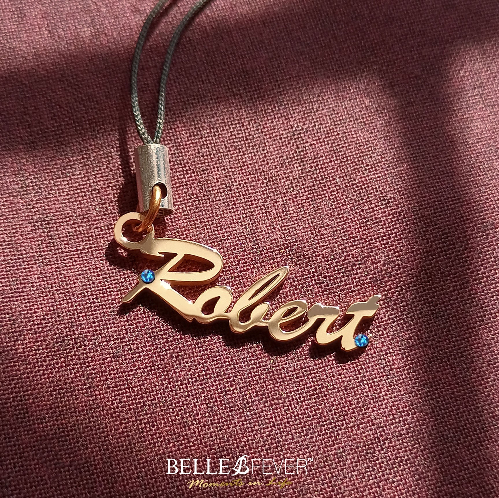 Name Charm (Birthstones Optional) - Keyrings by Belle Fever