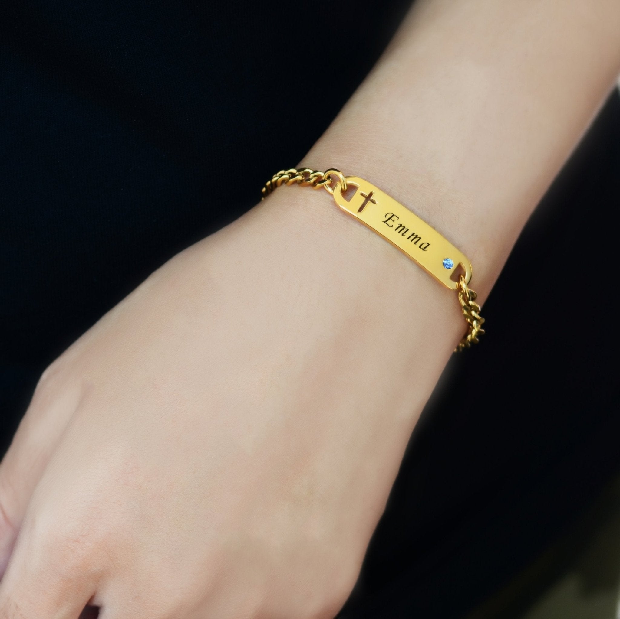 Personalised Birthstone Cross Bracelet - Bangles & Bracelets by Belle Fever