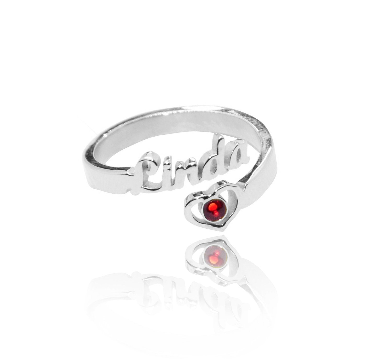 Single Name Personalised Ring (BIRTHSTONES OPTIONAL) - Rings by Belle Fever