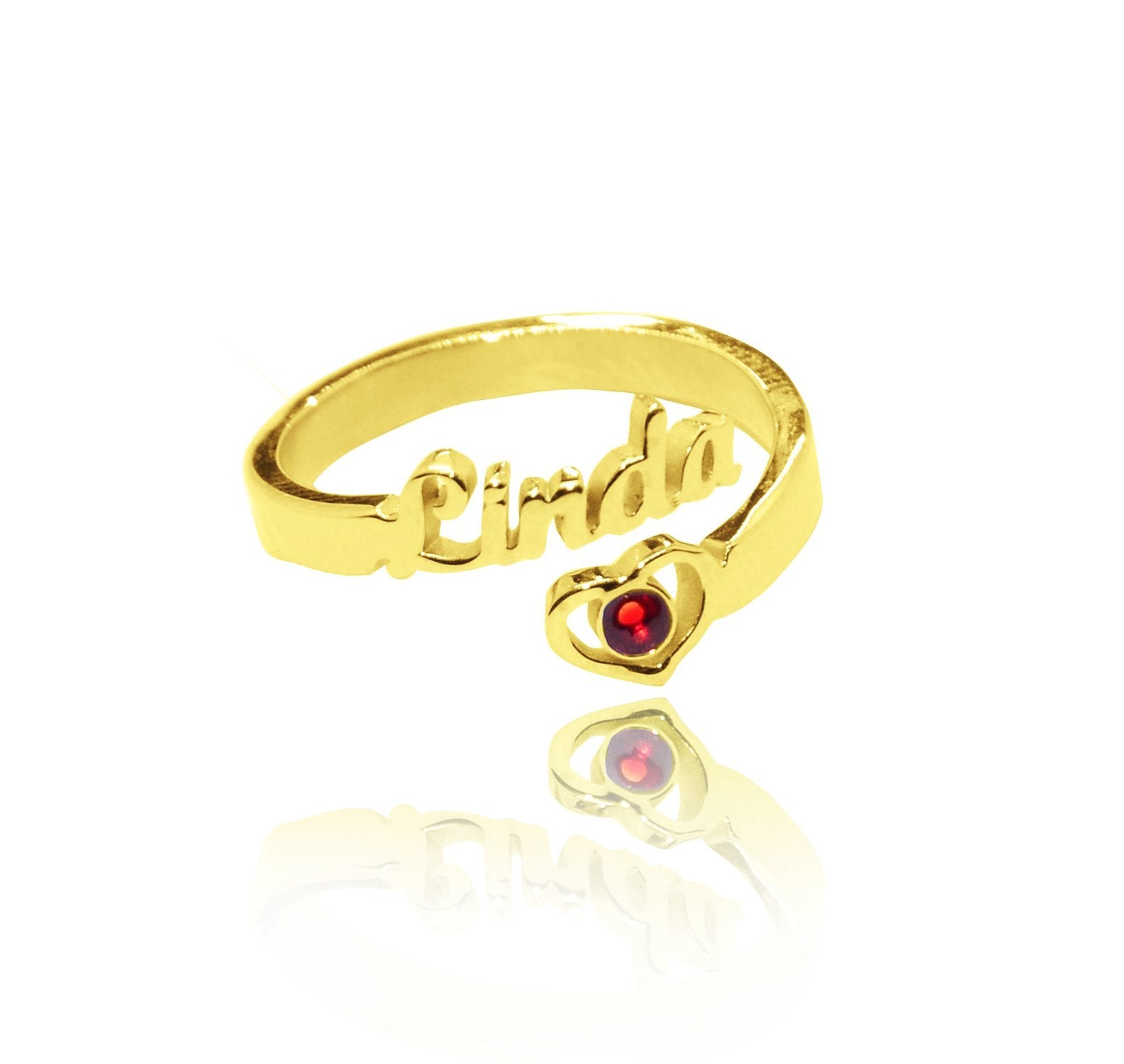 Single Name Personalised Ring (BIRTHSTONES OPTIONAL) - Rings by Belle Fever