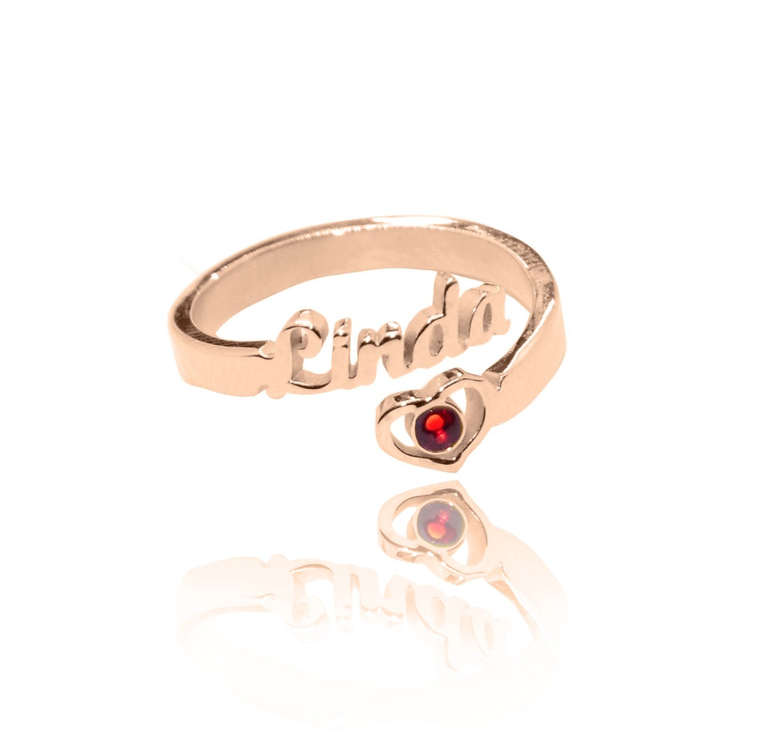 Single Name Personalised Ring (BIRTHSTONES OPTIONAL) - Rings by Belle Fever