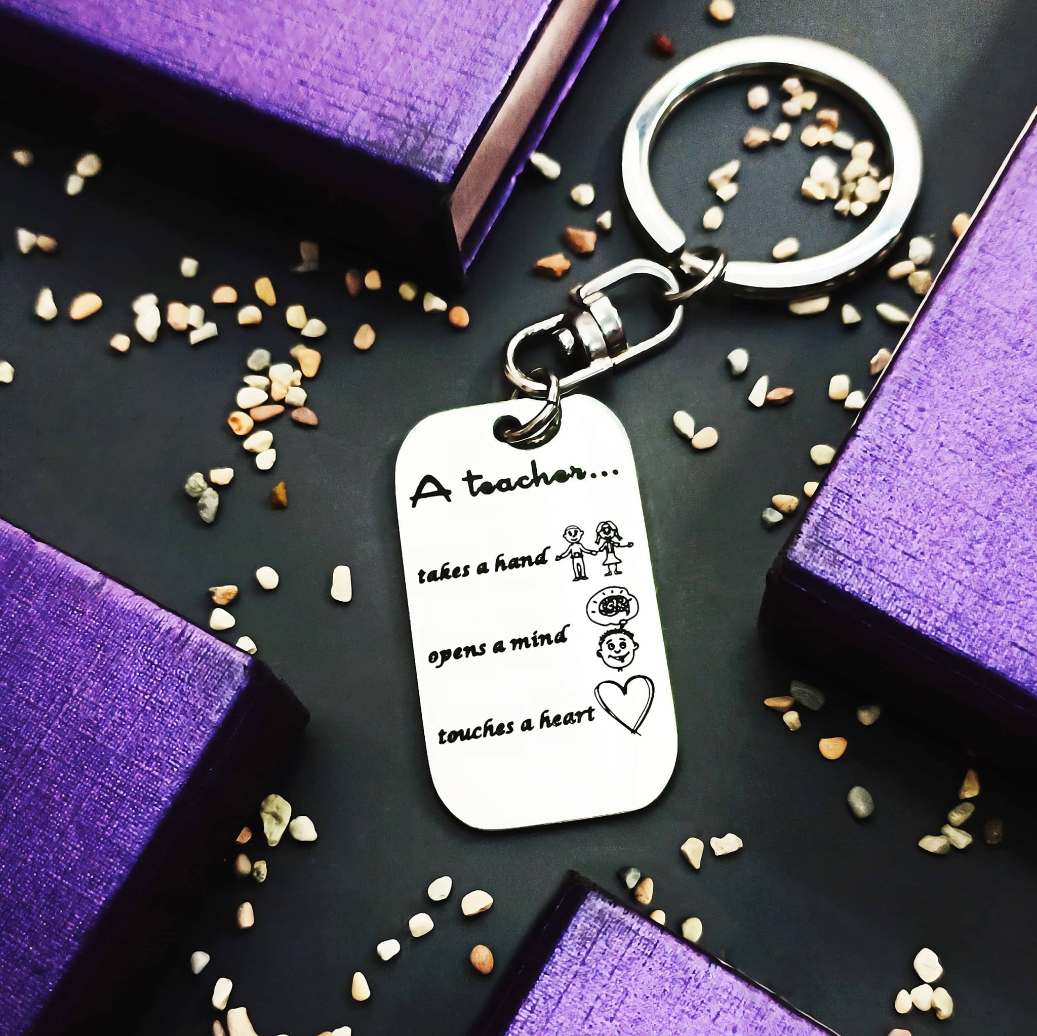 Teacher's Heart Tag Keyring - Keyrings by Belle Fever