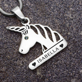 Unicorn Head Birthstone Name Necklace - Name Necklaces by Belle Fever