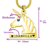 Unicorn Head Birthstone Name Necklace - Name Necklaces by Belle Fever