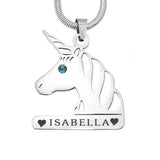 Unicorn Head Birthstone Name Necklace - Name Necklaces by Belle Fever