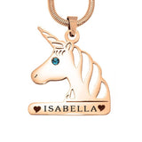 Unicorn Head Birthstone Name Necklace - Name Necklaces by Belle Fever